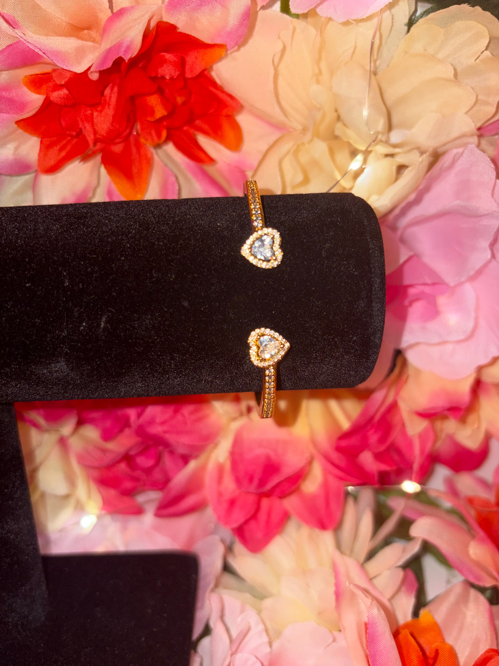 Gold Heart Bangle Bracelet