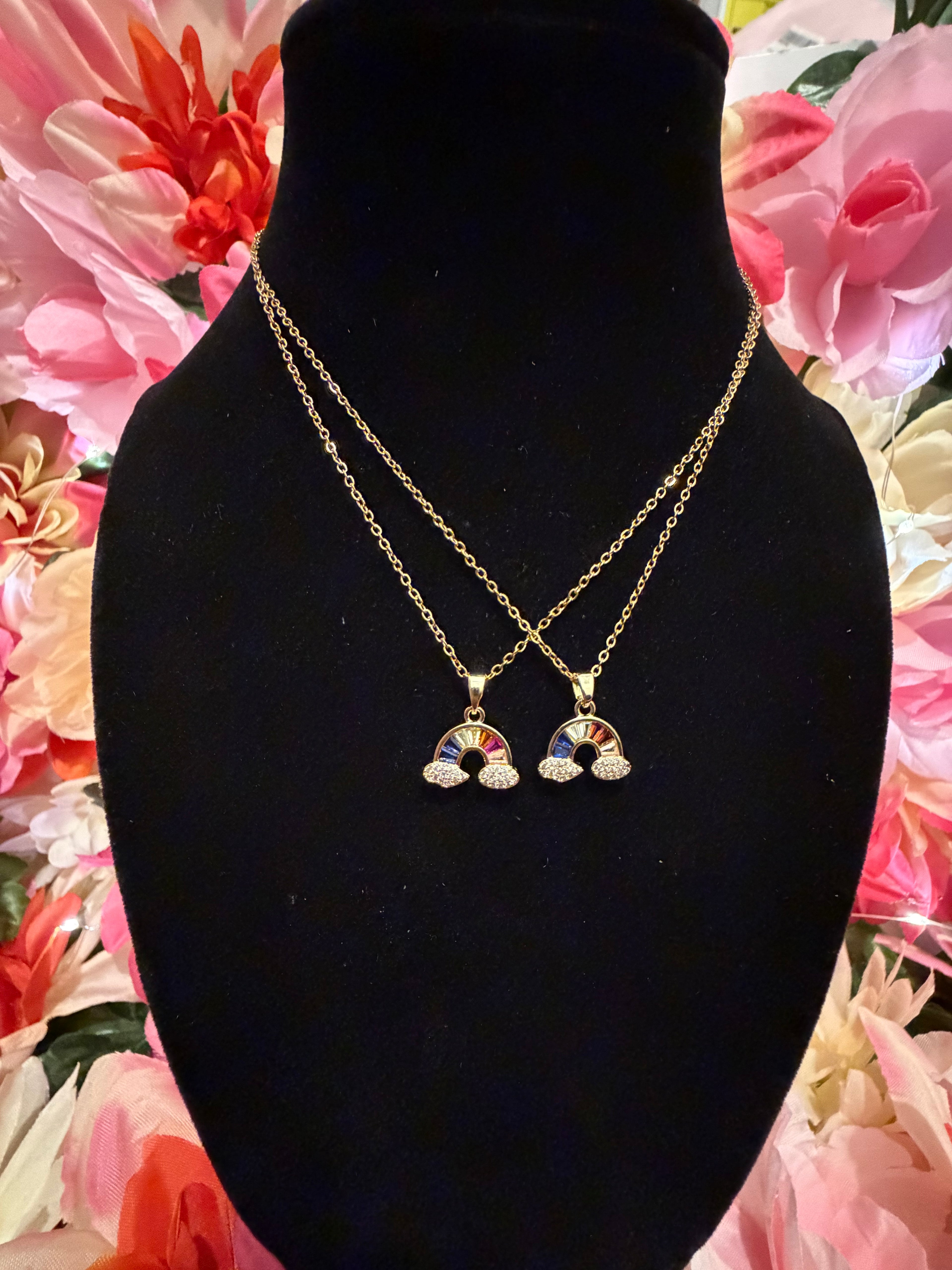 18k Gold Plated Rainbow Pendant Necklace