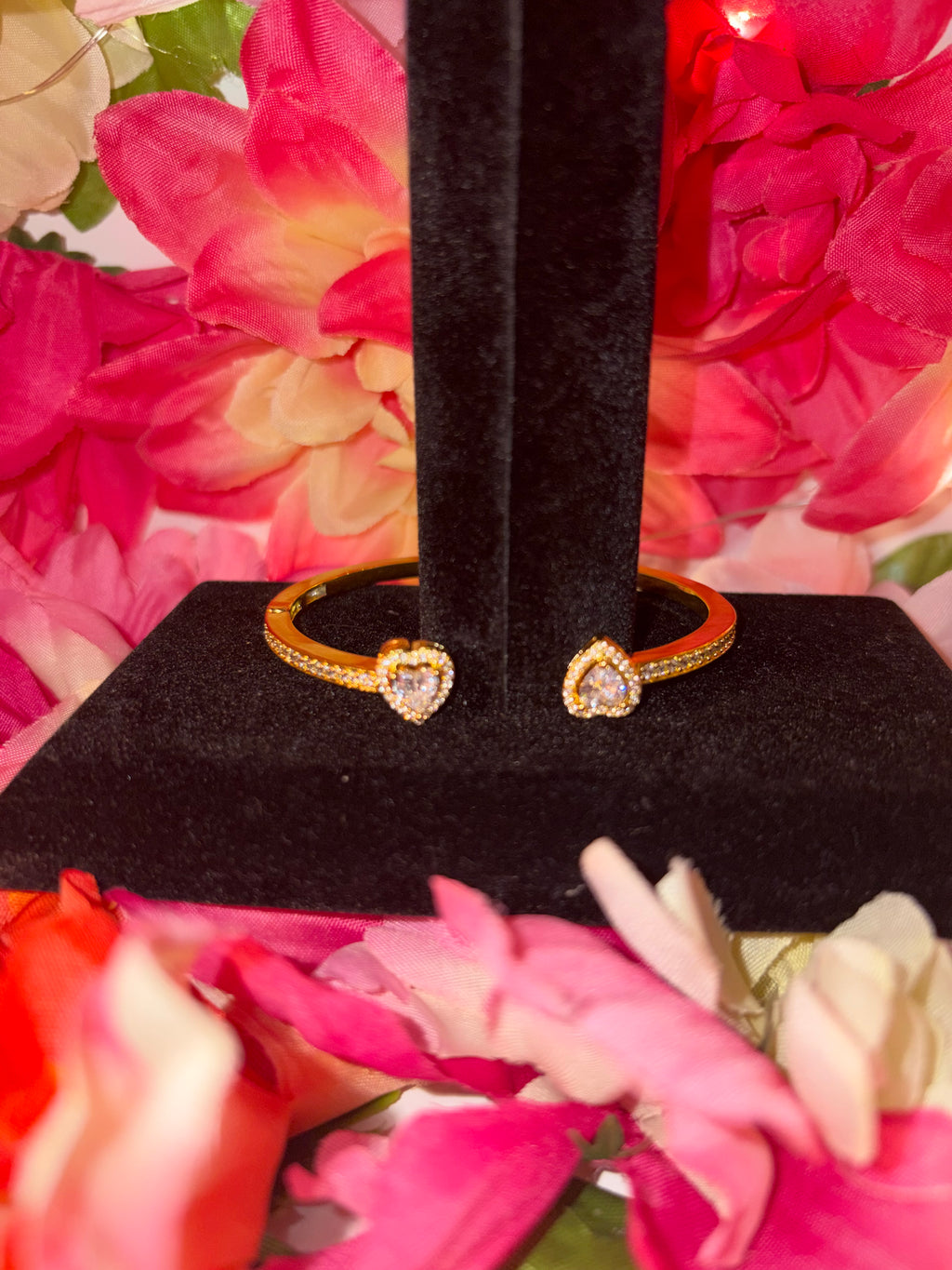 Gold Heart Bangle Bracelet