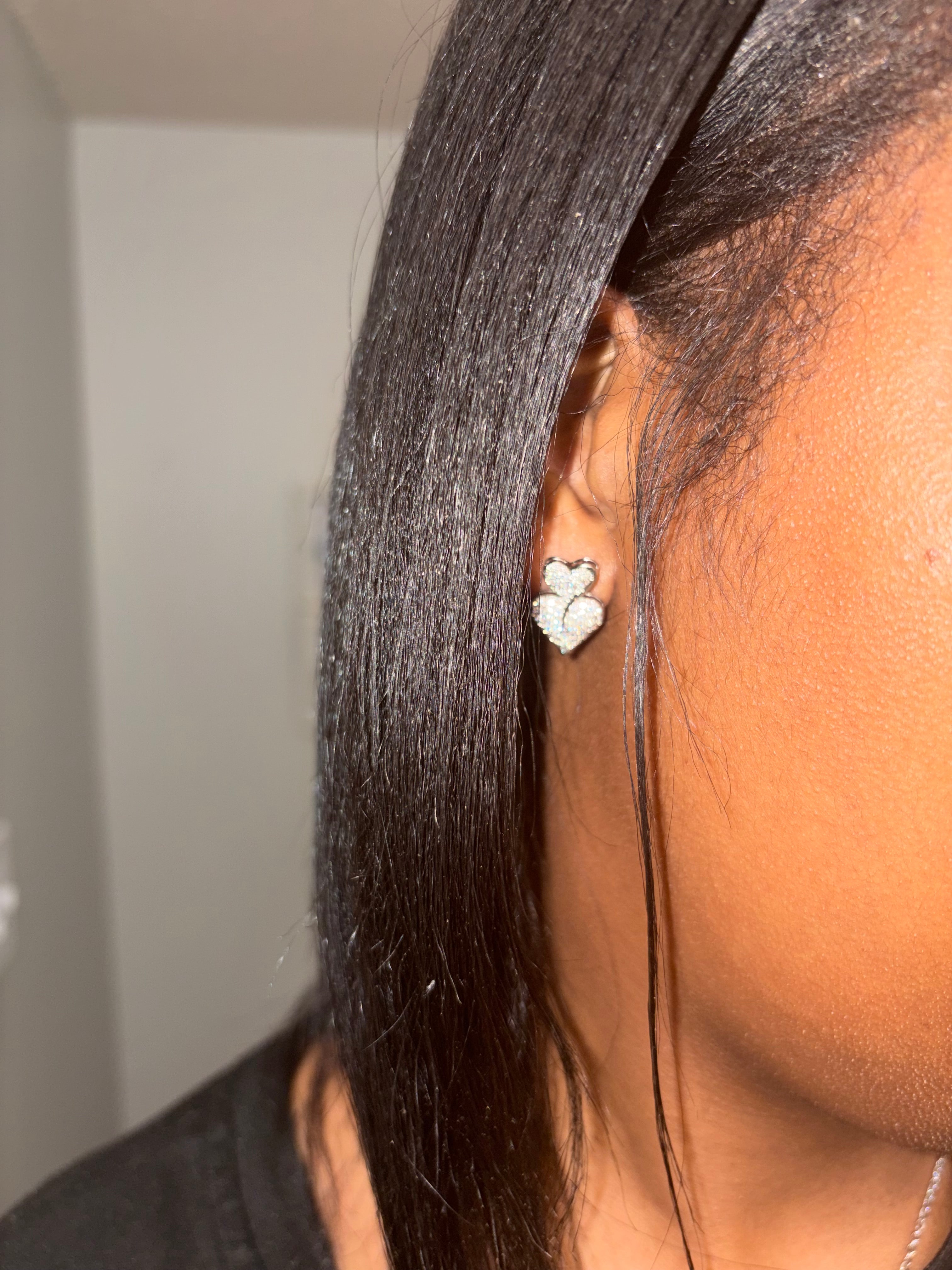 Double Pavé Heart Drop Cubic Zirconia Earrings