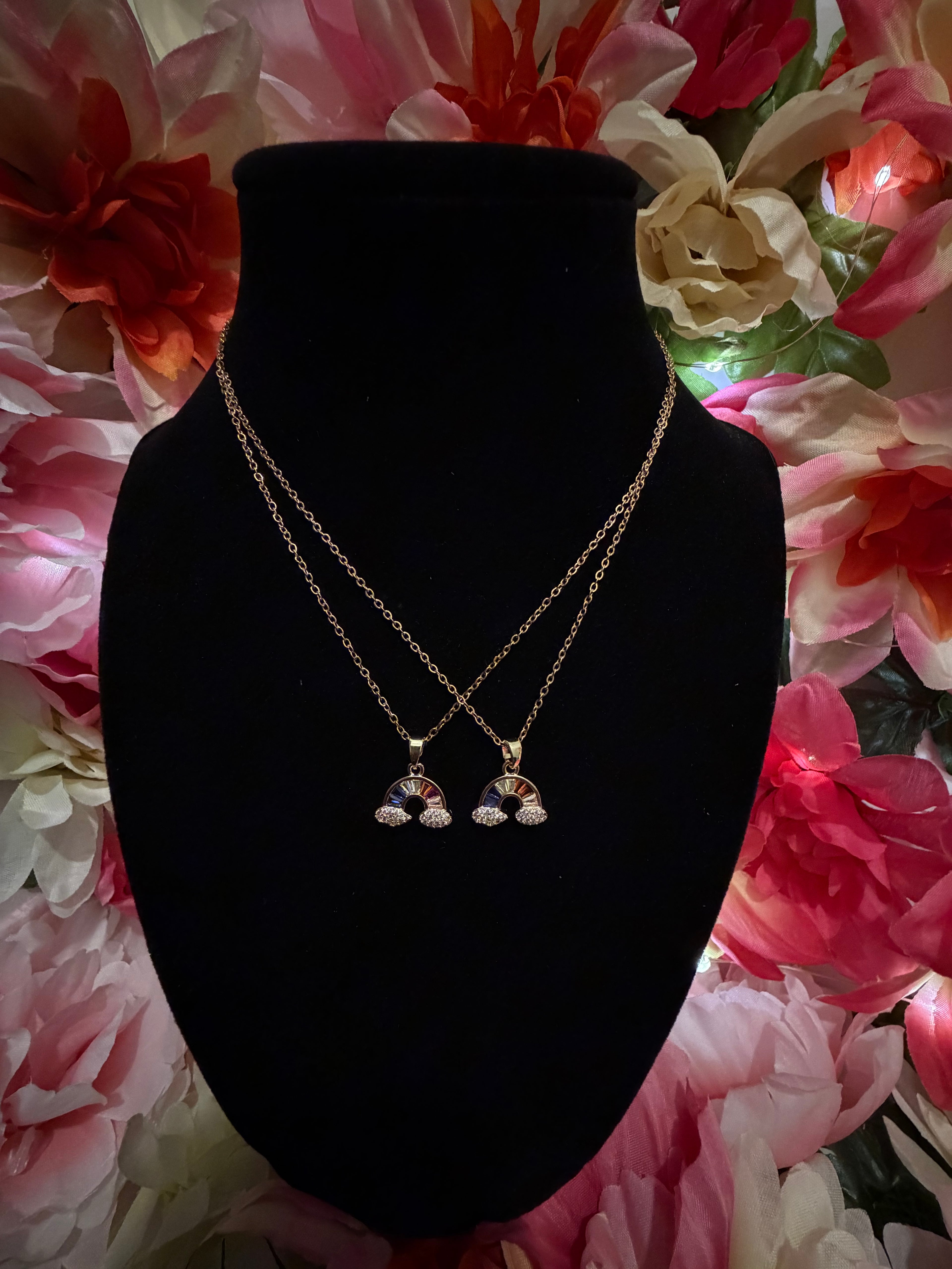 18k Gold Plated Rainbow Pendant Necklace
