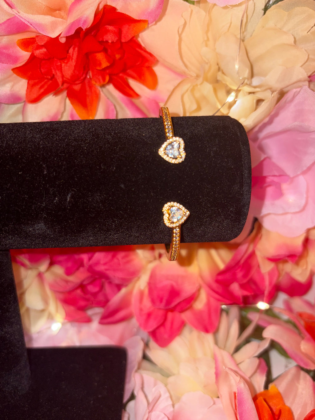 Gold Heart Bangle Bracelet
