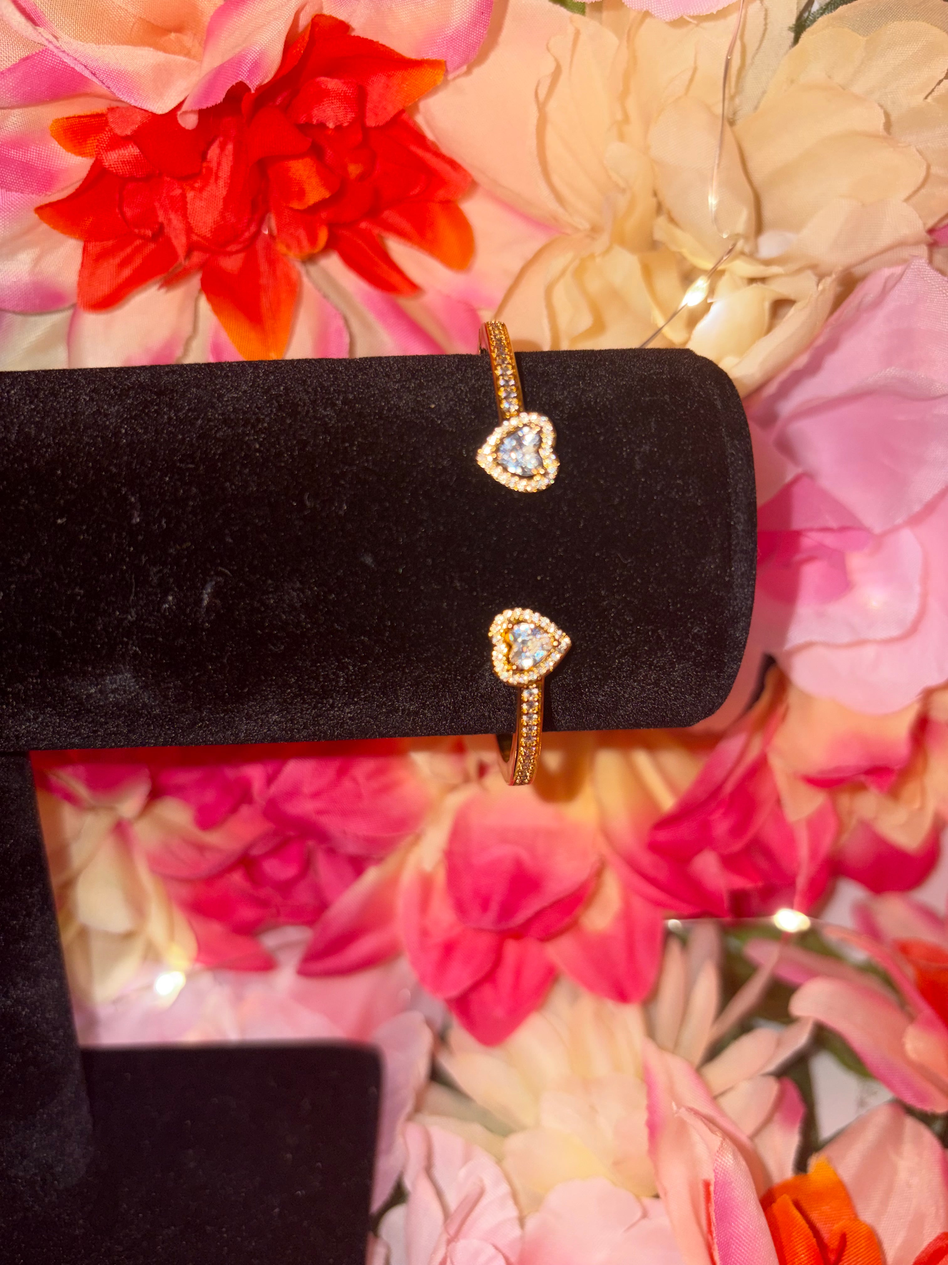 Gold Heart Bangle Bracelet