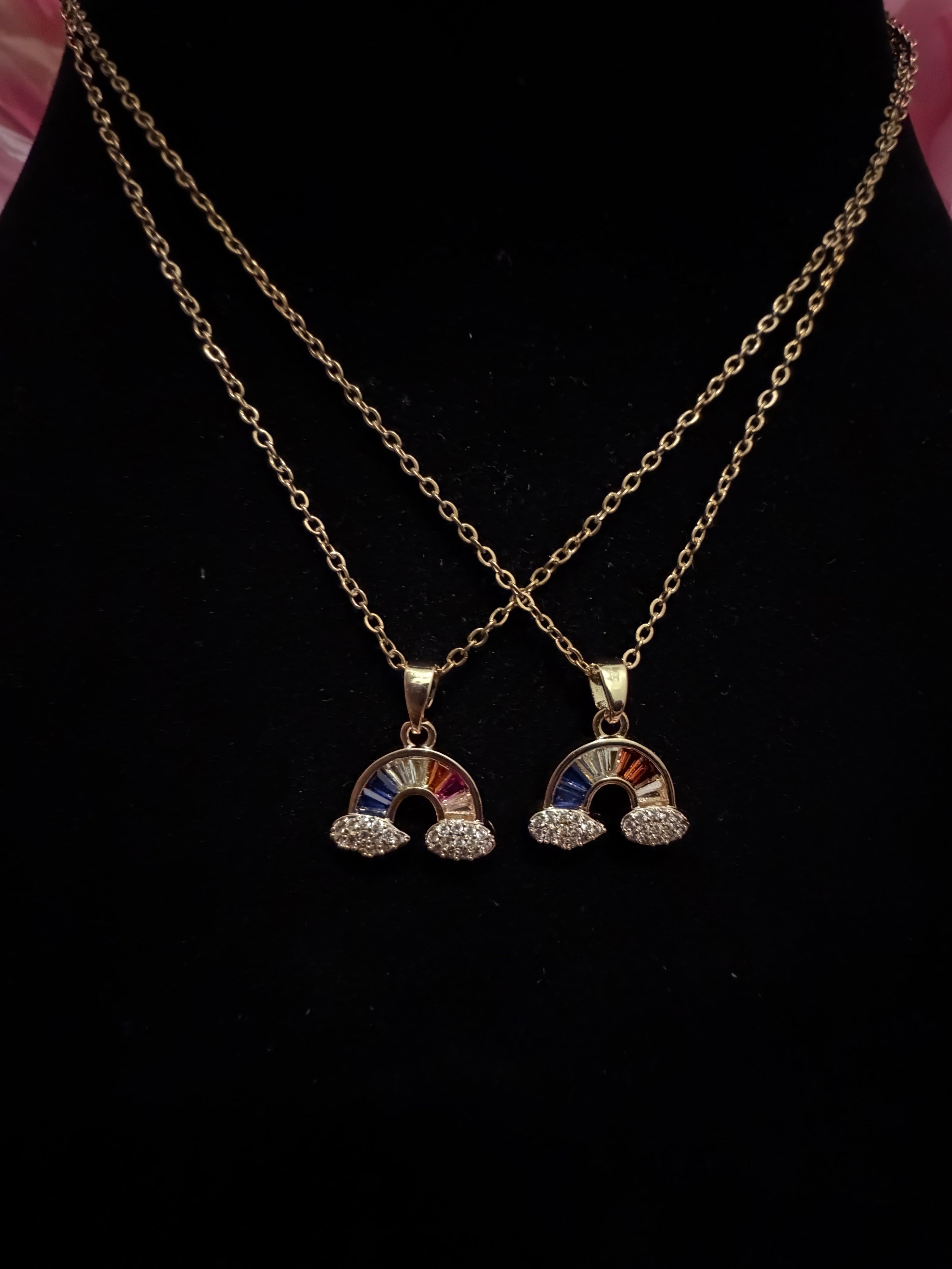 18k Gold Plated Rainbow Pendant Necklace