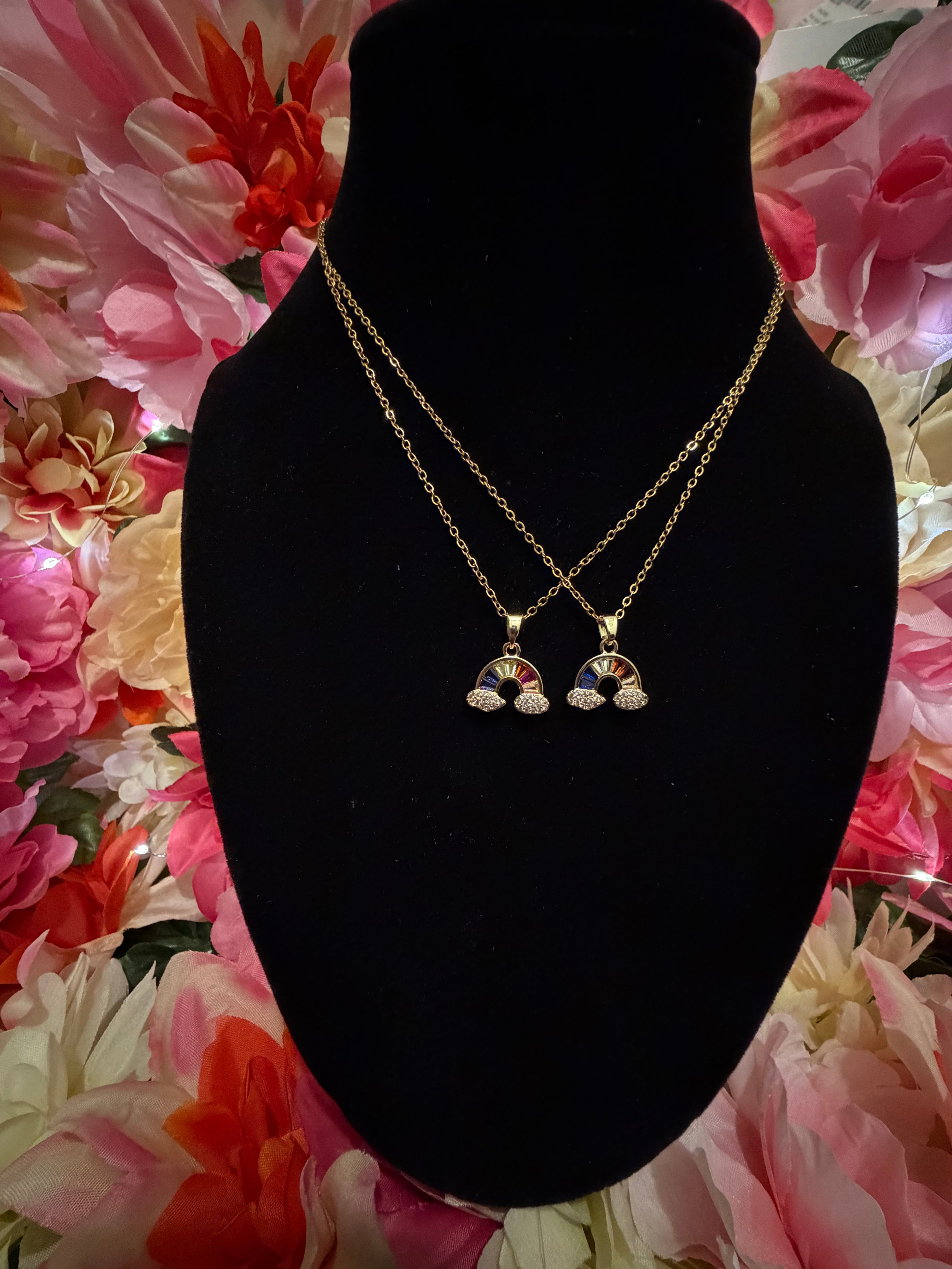 18k Gold Plated Rainbow Pendant Necklace