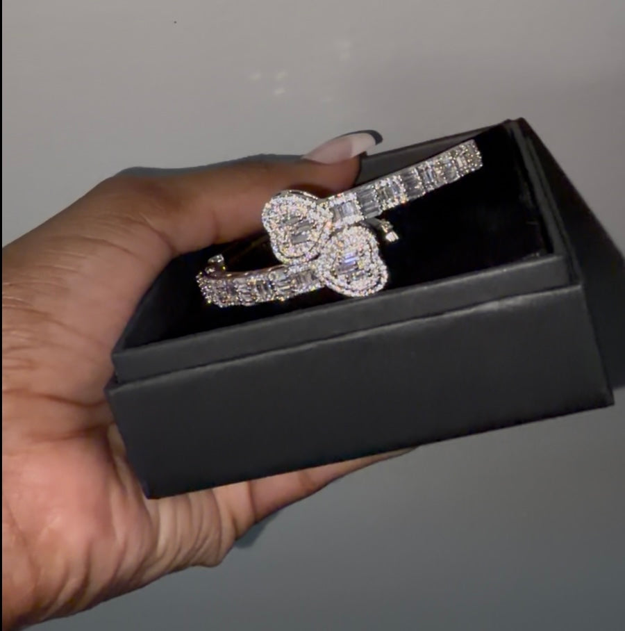 Iced Double Heart Tennis Bracelet & Ring Set