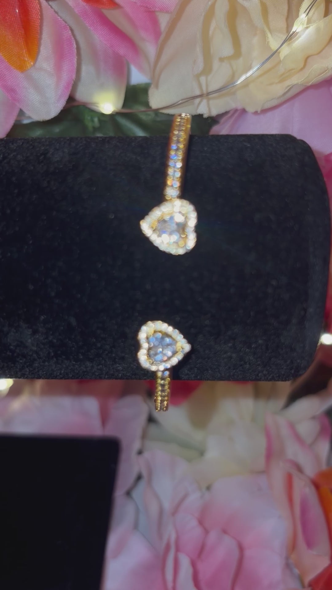 Gold Heart Bangle Bracelet