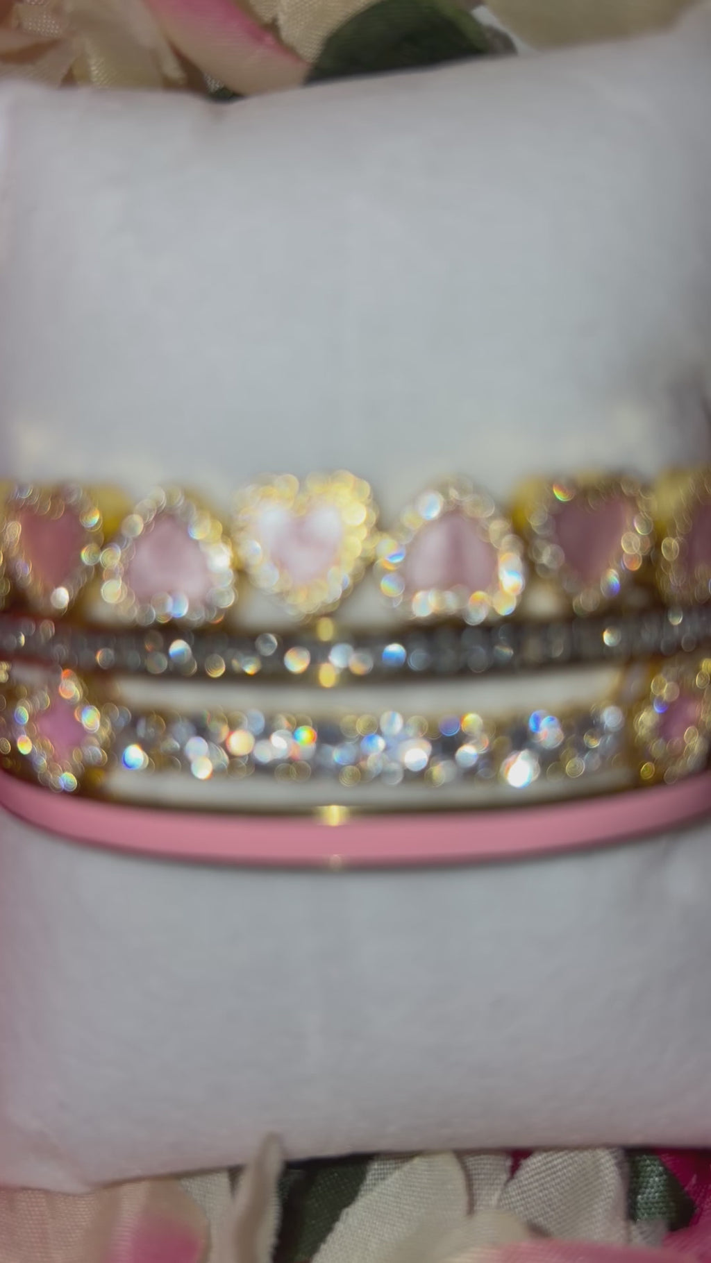 Pink Heart Tennis Bracelet Set – Gold Filled CZ Bracelet Stack
