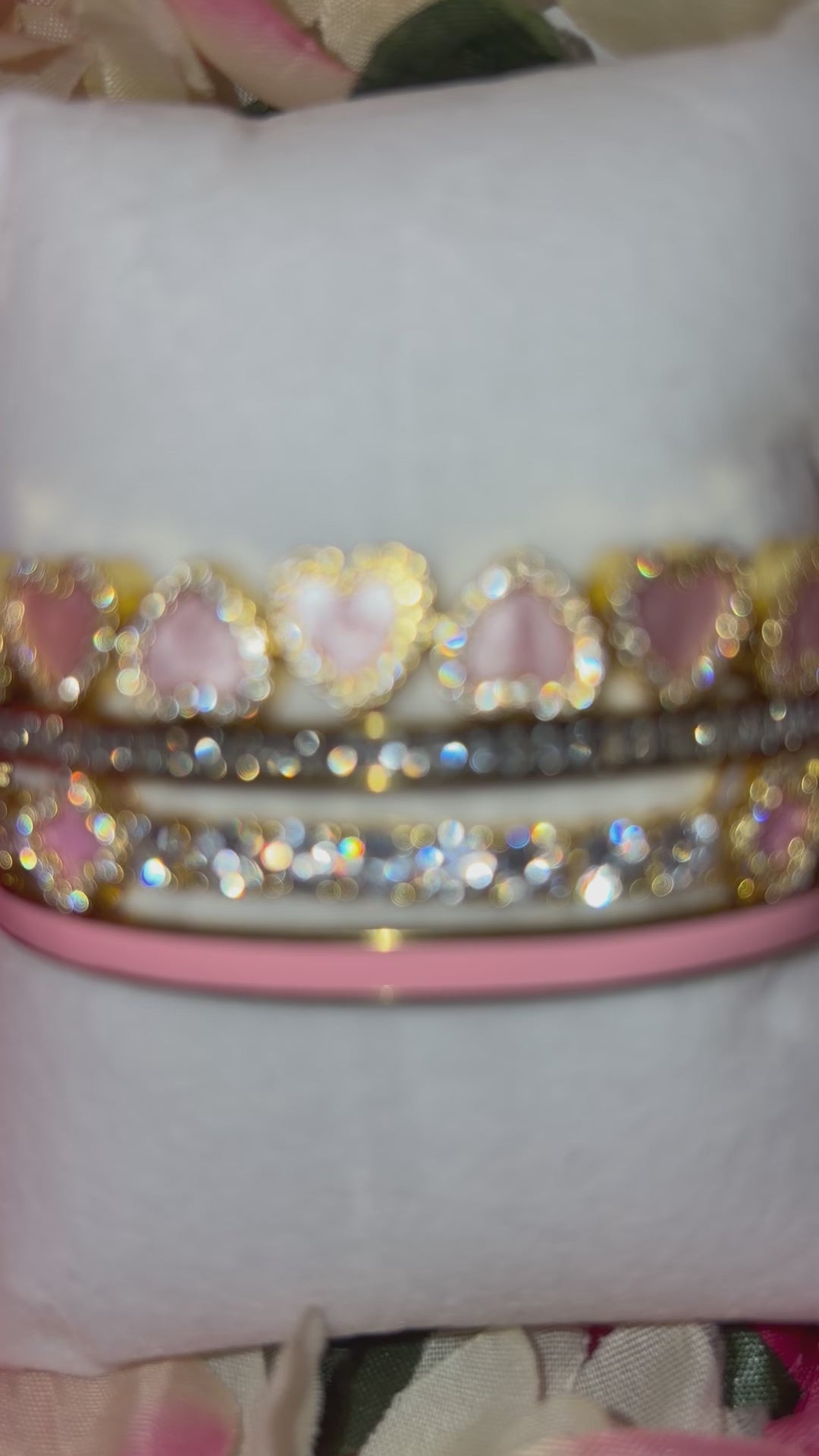 Pink Heart Tennis Bracelet Set – Gold Filled CZ Bracelet Stack